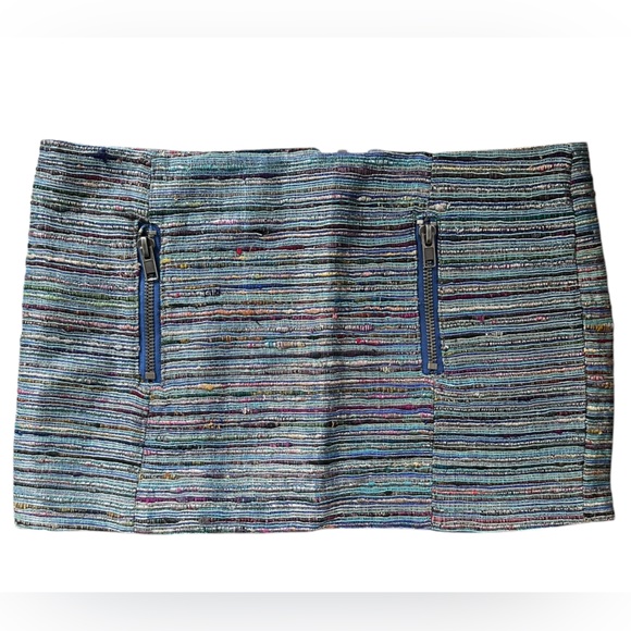 Chaser Dresses & Skirts - Chaser Woven Metallic Stripe Silk Blend Mini Micro Skirt